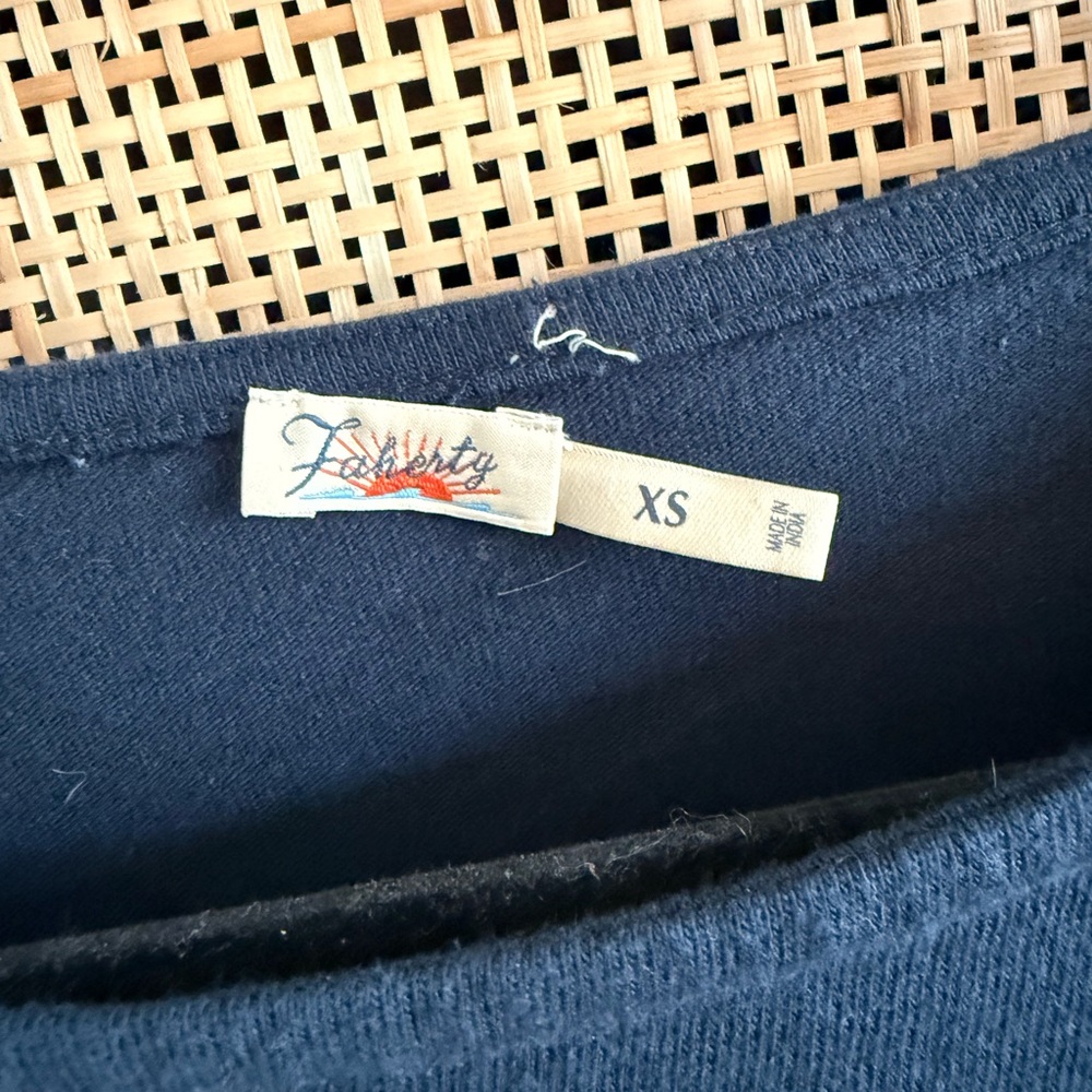 Faherty Navy Blue and White Boatneck Top - Picture 3 of 6